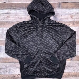 CSG Champs Sports Gear Mens XL Full Zip Hoodie Black Grey Honeycomb Geometric